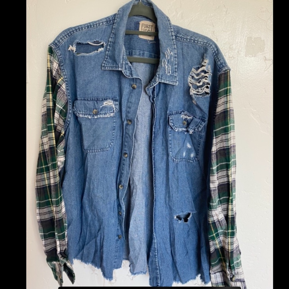Furst of a Kind Jean Flannel Sleeve Jacket